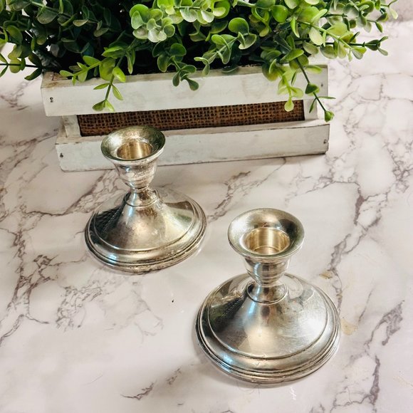 Set of 2 Sterling Silver weighted Candlesticks - Picture 4 of 11